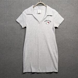Sanrio Hello Kitty Bodycon Dress Womens Large Collar Polo Embroidered Ribbed